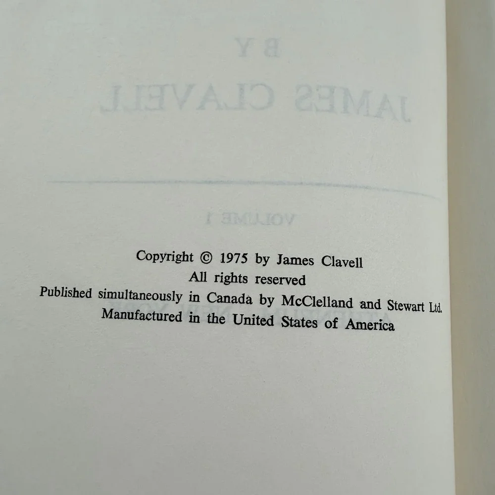 1975 Shogun Volume 1 James Clavell  A Novel‎ of Japan, NO Dust Jacket